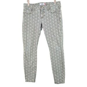 Cabi Ditsy Skinny Jeans Womens Floral Printed Stretch Green Tan Style 5083 Sz‎ 6